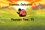 Results screen after defeating four enemies.