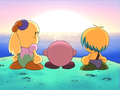 Kirby and his closest friends observing the sunrise