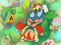 King Dedede points out details in his painting.