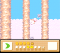 Climbing tall pillars and avoiding Gordos with Rick in Kirby's Dream Land 3