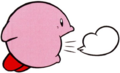 Kirby breathing out an Air Pellet