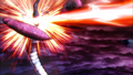 Kabuki Kirby's laser defeats Lobzilla.