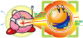 Artwork of Copy Kirby copying a Laser Ball from Kirby Super Star