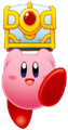 Artwork of Kirby holding a large Treasure Chest from Kirby: Squeak Squad