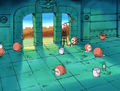The Waddle Dees get to work cleaning up the castle.
