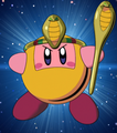 Screenshot of Iron Kirby as he initially appears in the anime