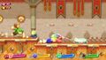 Kirby and friends rush to King Dedede's throne room.