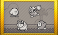 A complete set of Kirby Keychain Series badges, showing sprites from Kirby's Dream Land
