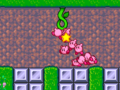 The Kirbys pull on a Jerkweed to break metal blocks and access the middle path