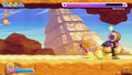 Sand Kirby uses the powerful Golem Smasher on Bonkers.