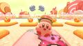 Screenshot of Kirby with the Kirby Burger costume and Burger Brown color
