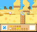 Kirby uses Ice to clear the way toward the pyramid.