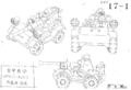 Animator sheet showing the Armored Vehicle (front, side, and angled views)