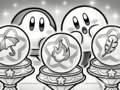 Kirby and Waddle Dee observe the newfound Copy Essences in Kirby Meets the Squeak Squad!