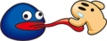 Gooey using his tongue on a Cappy from Kirby's Dream Land 3