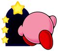 Artwork of Kirby entering a door from Kirby: Nightmare in Dream Land