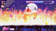 Kirby gets caught in the explosion that results from HR-D3's laser sweep.