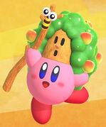 Screenshot of the Whispy Headgear from Kirby Fighters 2, which includes a Capiller
