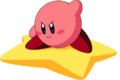 Kirby riding a Warp Star