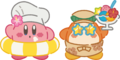 Kirby and Waddle Dee in summer outfits during the Kirby Café Summer 2020 event