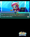 Screenshot revealing Susie and one line of dialogue from the cutscene she is introduced in, from Kirby: Planet Robobot