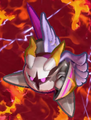 Galacta Knight striking a pose before battling in The True Arena from Kirby's Return to Dream Land Deluxe