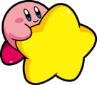 Kirby riding a Warp Star from the Kirby Personality Quiz