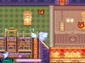 Tornado Kirby makes his way through a long room