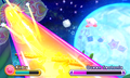 Kirby dodging a combined laser blast