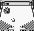 Kirby fighting King Dedede in Kirby's Pinball Land