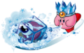 Kirby & The Amazing Mirror artwork of Kirby using Ice on a Waddle Doo