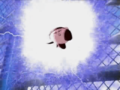 Kirby gets zapped by the electric fence during a battle.