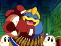 King Dedede boxes his Waddle Dees, still brimming with energy.