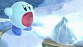 Blue Kirby inhaling some ice, referencing Ice Kirby