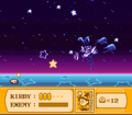 Kirby ducks to avoid Nightmare's star shots.