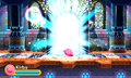 Kirby opens a lavishly decorated door before the final boss fight in Kirby: Triple Deluxe.