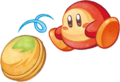 Artwork of a Waddle Dee throwing a coconut from Kirby Mass Attack