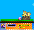 Kirby spots Dyna Blade's chicks and elects to move them to a better location.