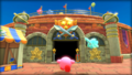 Picture of the extra mode credits, showing Elfilin heading with Kirby inside the Colosseum