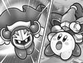 Illustration of Meta Knight's return from the underworld from Kirby: Meta Knight and the Knight of Yomi