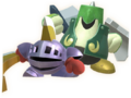 In-game artwork of Team Mighty Cleave, from Super Kirby Clash