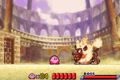 Kirby battling Fire Lion in Kirby: Nightmare in Dream Land