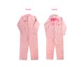 Front and back view of tuna-colored coveralls based on the Kirby's Dream Factory theme