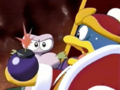 King Dedede foolishly pulls out a bomb, not realizing it will blow him up as well as the monster.