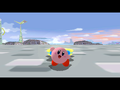 Kirby waves at the player at the beginning of the cutscene.