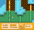 Kirby goes for a deep dive in the cave.