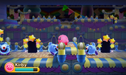 Kirby tries to discern which of these doors are Nidoos waiting to pull a prank on him.