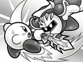 Taranza puppeteers Meta Knight to attack Kirby.
