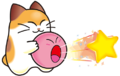 Kirby and Nago spitting a Star Bullet from Kirby's Dream Land 3