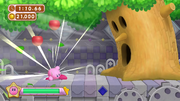 In Kirby's Dream Collection Special Edition, Kirby fights Whispy Woods in the end of Smash Combat Chamber EX.